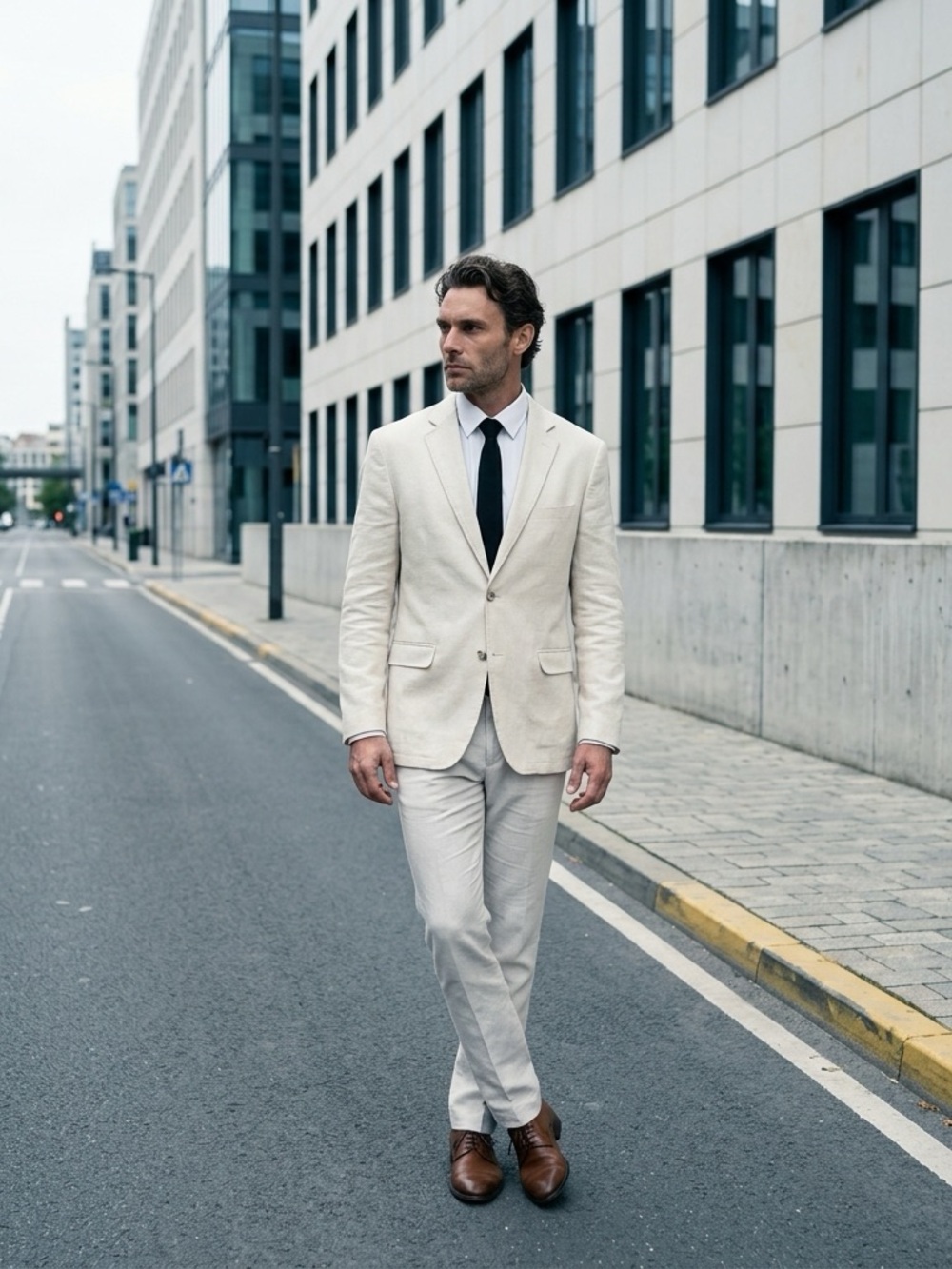 Men's Cream Suit Jacket Classic Tailored Fit